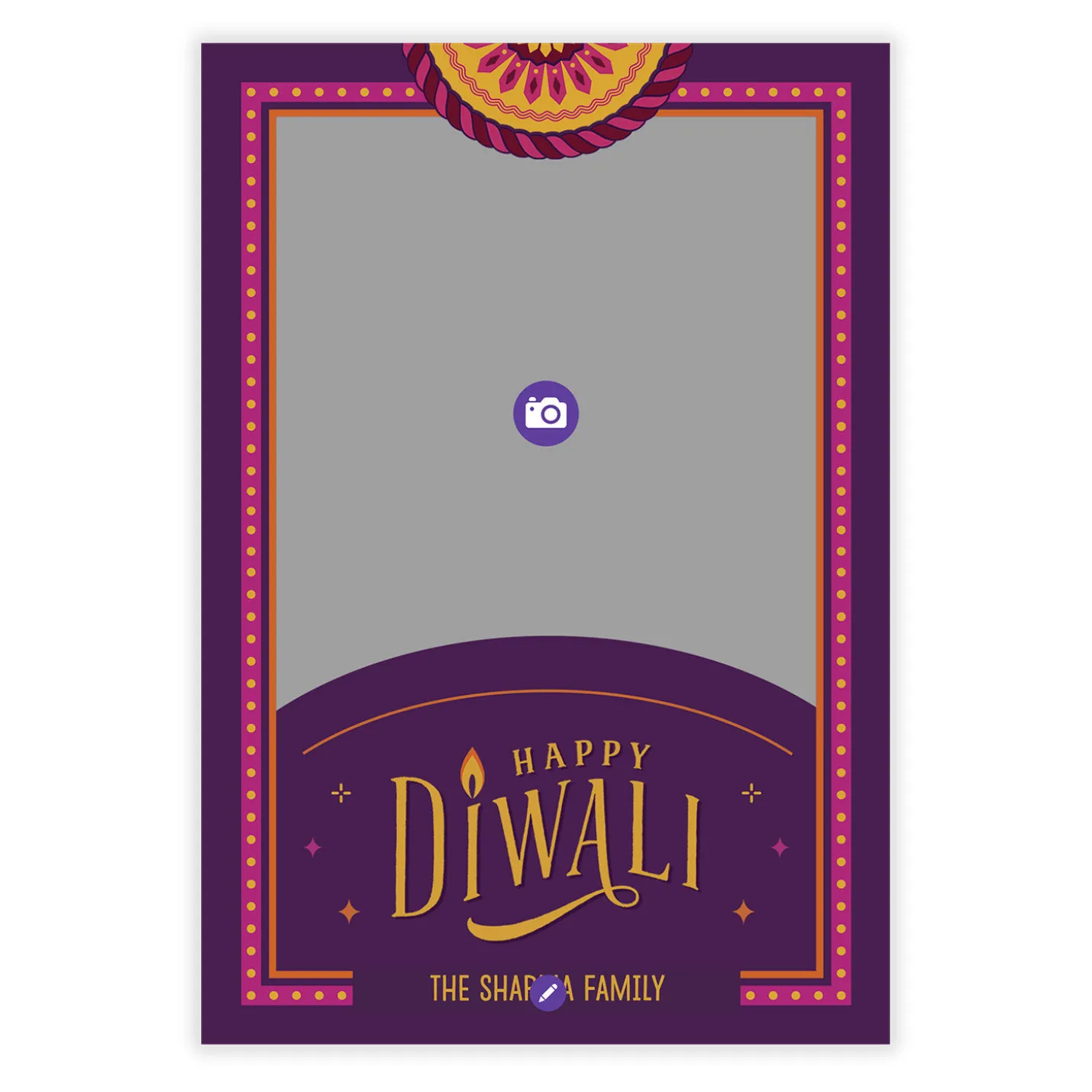 Rangoli Medallion Flat Diwali Photo Card