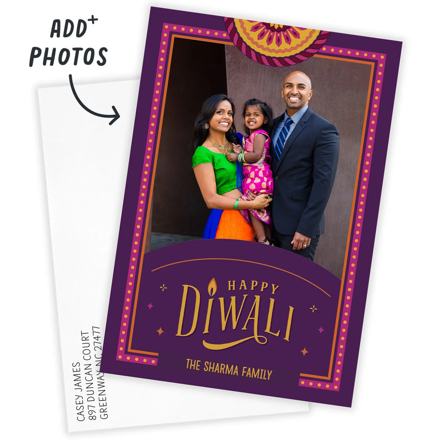 Rangoli Medallion Flat Diwali Photo Card