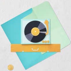 Record Player Musical 3D Pop-Up Birthday Card with Motion