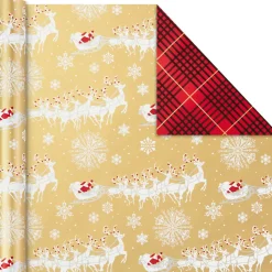 Red and Gold 3-Pack Reversible Christmas Wrapping Paper, 120 sq. ft.