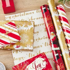Red and Gold 3-Pack Reversible Christmas Wrapping Paper, 120 sq. ft.
