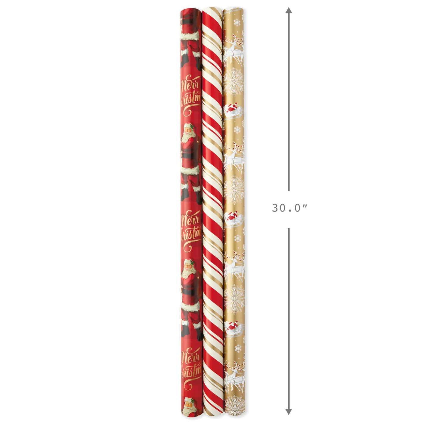 Red and Gold 3-Pack Reversible Christmas Wrapping Paper, 120 sq. ft.