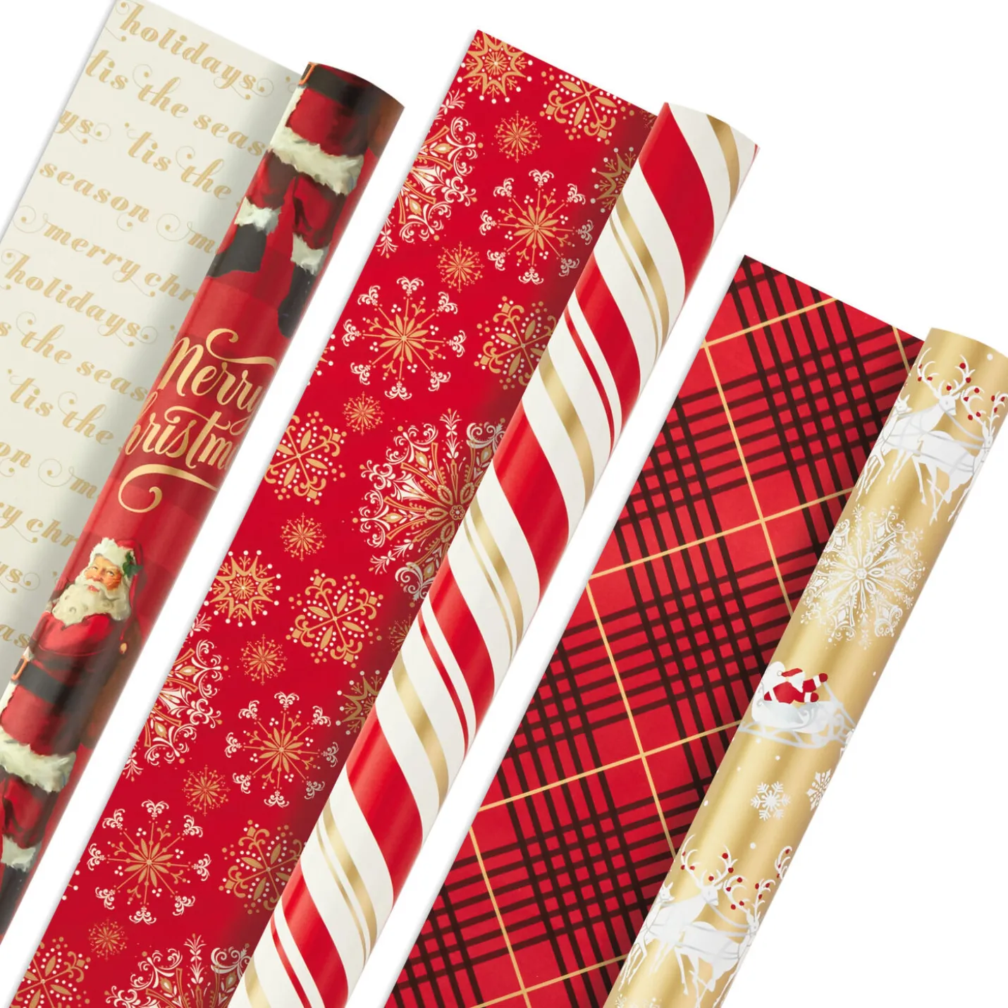 Red and Gold 3-Pack Reversible Christmas Wrapping Paper, 120 sq. ft.