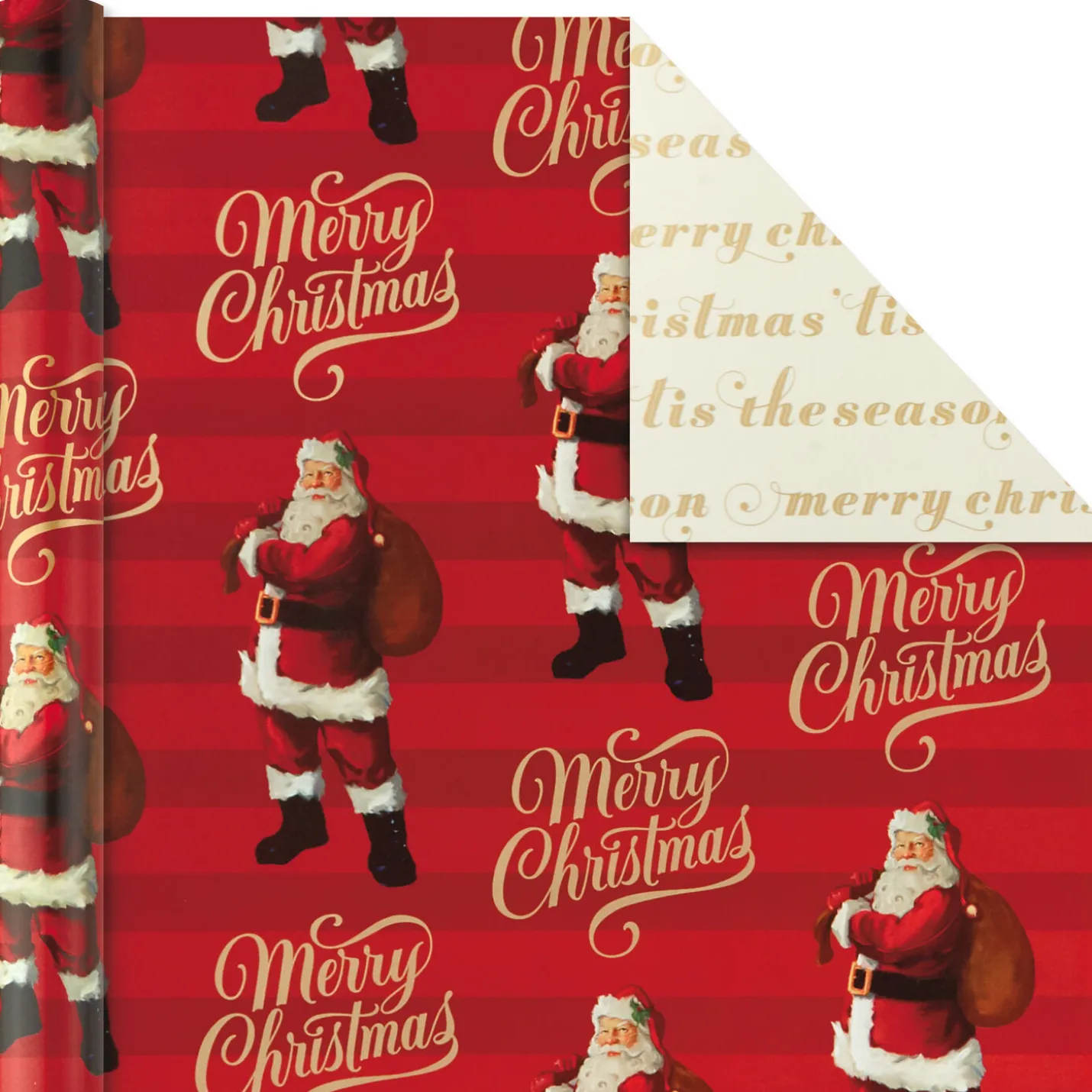 Red and Gold 3-Pack Reversible Christmas Wrapping Paper, 120 sq. ft.