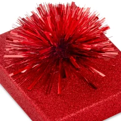 4.5" Red Glitter Gift Card Holder Box With Bow