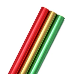 Red, Green, Gold Foil 3-Pack Christmas Wrapping Paper, 60 sq. ft.