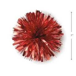 Red Metallic Pom Pom Gift Bow, 7"