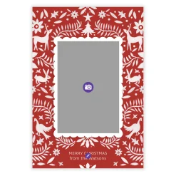 Red Nordic Woodland Flat Christmas Photo Card