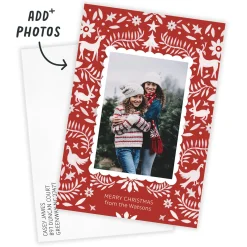 Red Nordic Woodland Flat Christmas Photo Card