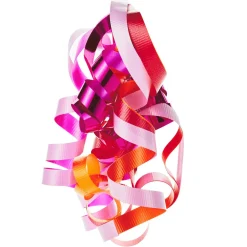 6 1/2" Red/Orange/Pink Curly Ribbon Gift Bow