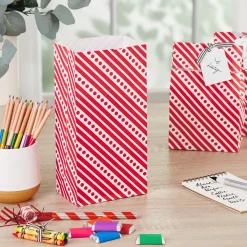 Red Paper Goodie Bags With Labels, Pack of 30