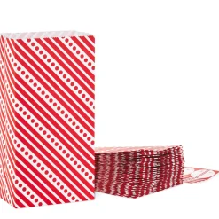 Red Paper Goodie Bags With Labels, Pack of 30