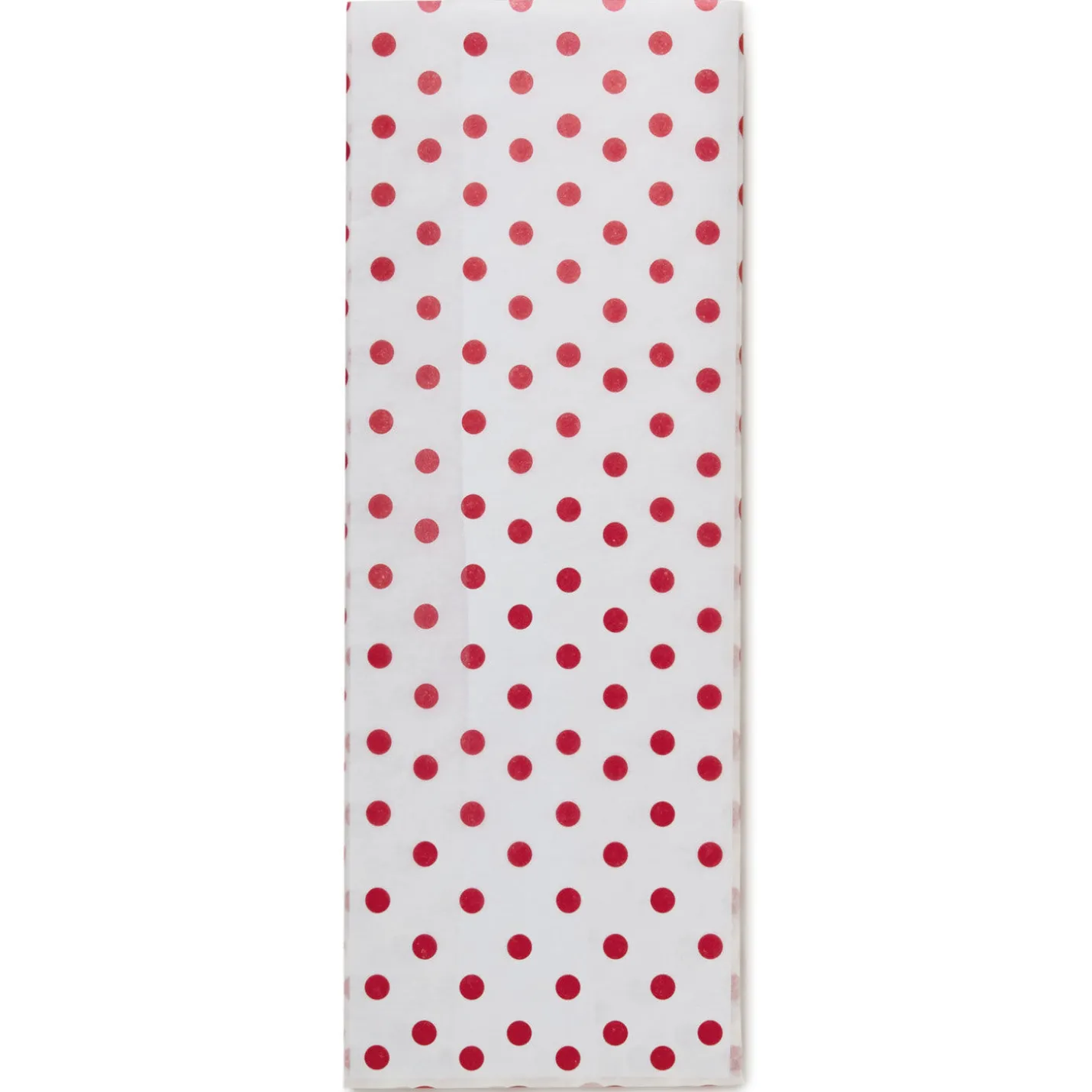 Red Polka Dots on White Tissue Paper, 6 sheets