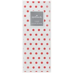 Red Polka Dots on White Tissue Paper, 6 sheets