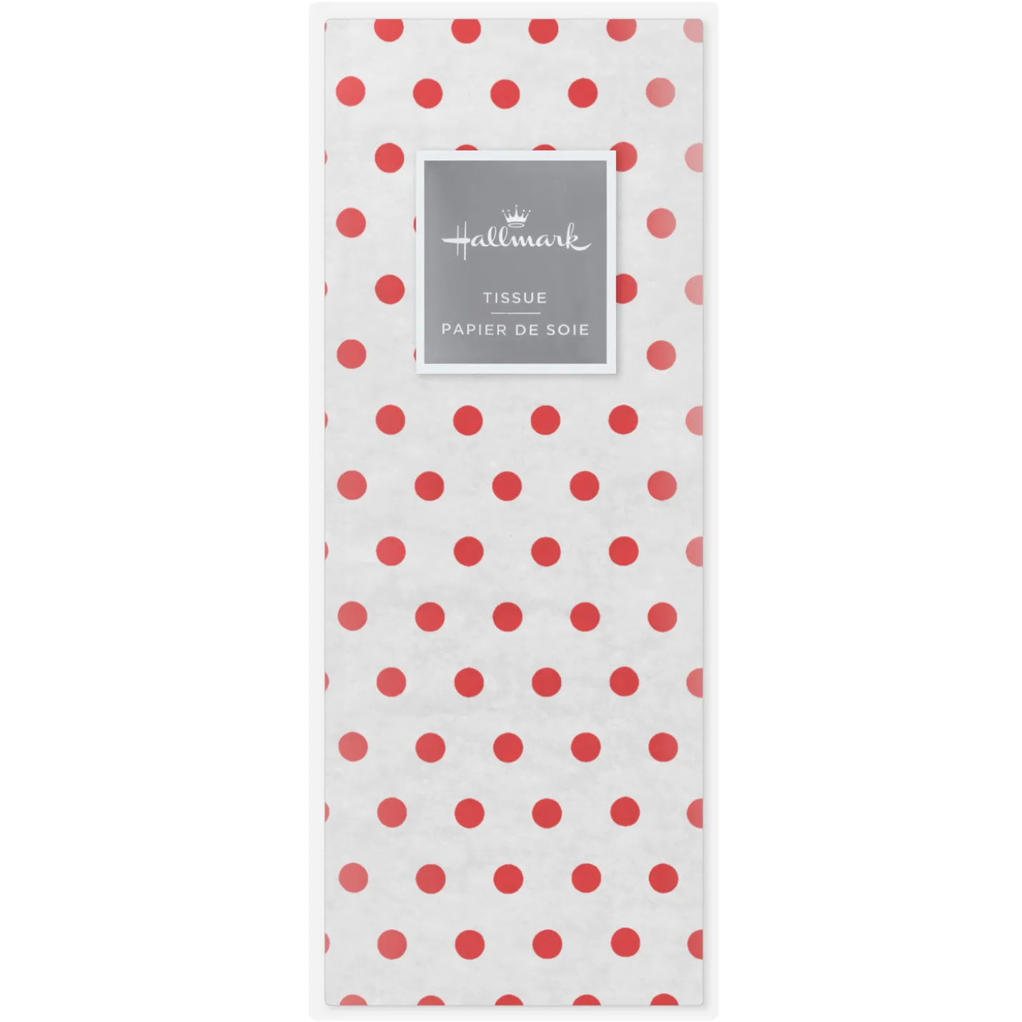 Red Polka Dots on White Tissue Paper, 6 sheets