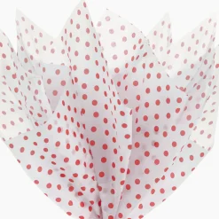 Red Polka Dots on White Tissue Paper, 6 sheets