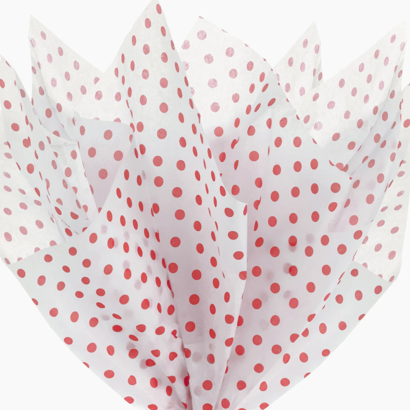 Red Polka Dots on White Tissue Paper, 6 sheets