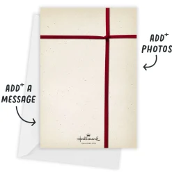 Red Ribbon Gift Flat Christmas Photo Card