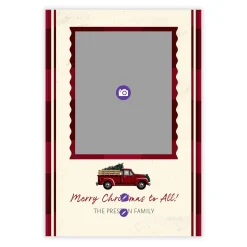 Red Truck and Plaid Flat Christmas Photo Card