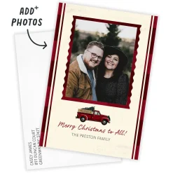 Red Truck and Plaid Flat Christmas Photo Card