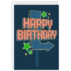 Retro Neon Sign Custom Birthday Card