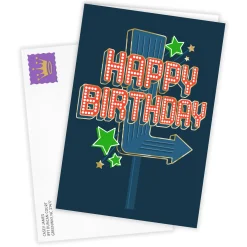 Retro Neon Sign Custom Birthday Card