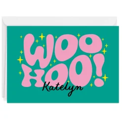 Retro Sparkling Woo Hoo Custom Birthday Card