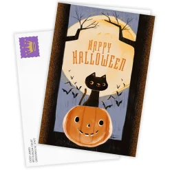 Retro Cat and Pumpkin Custom Halloween Card