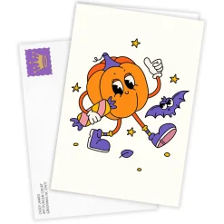 Retro Groovy Pumpkin Custom Halloween Card