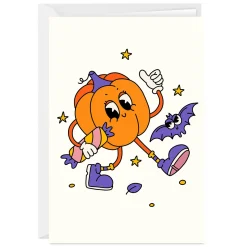 Retro Groovy Pumpkin Custom Halloween Card
