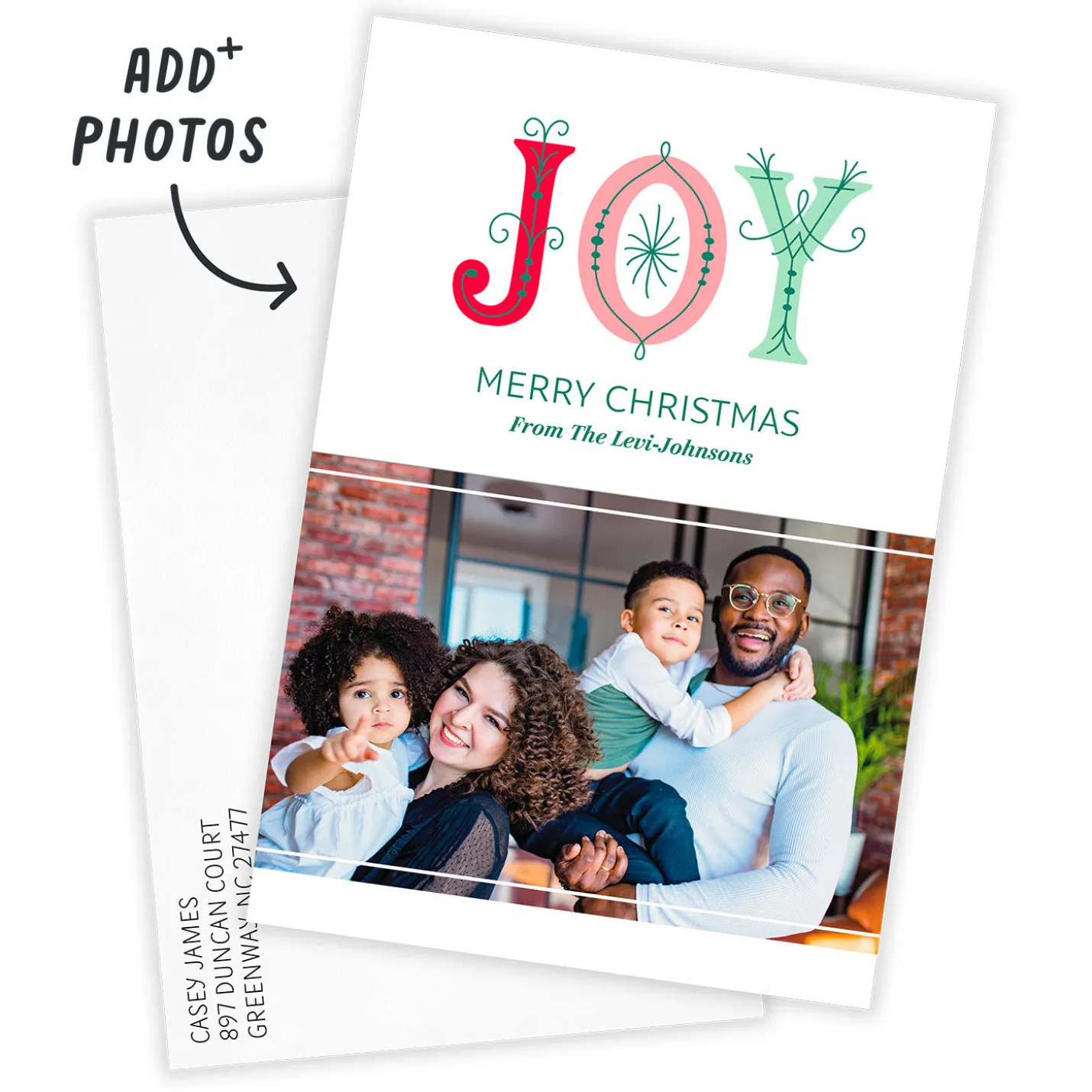 Retro Joy Flat Christmas Photo Card