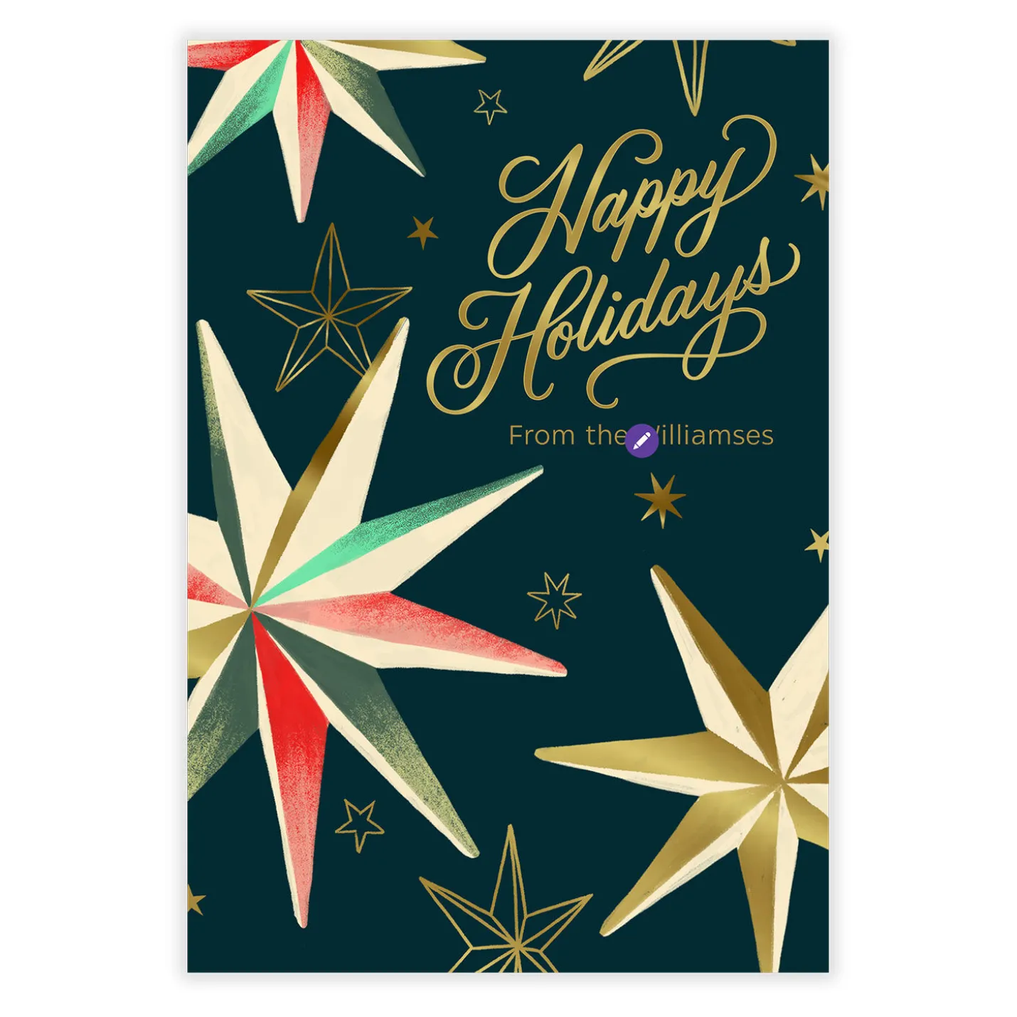 Retro Stars Flat Holiday Photo Card