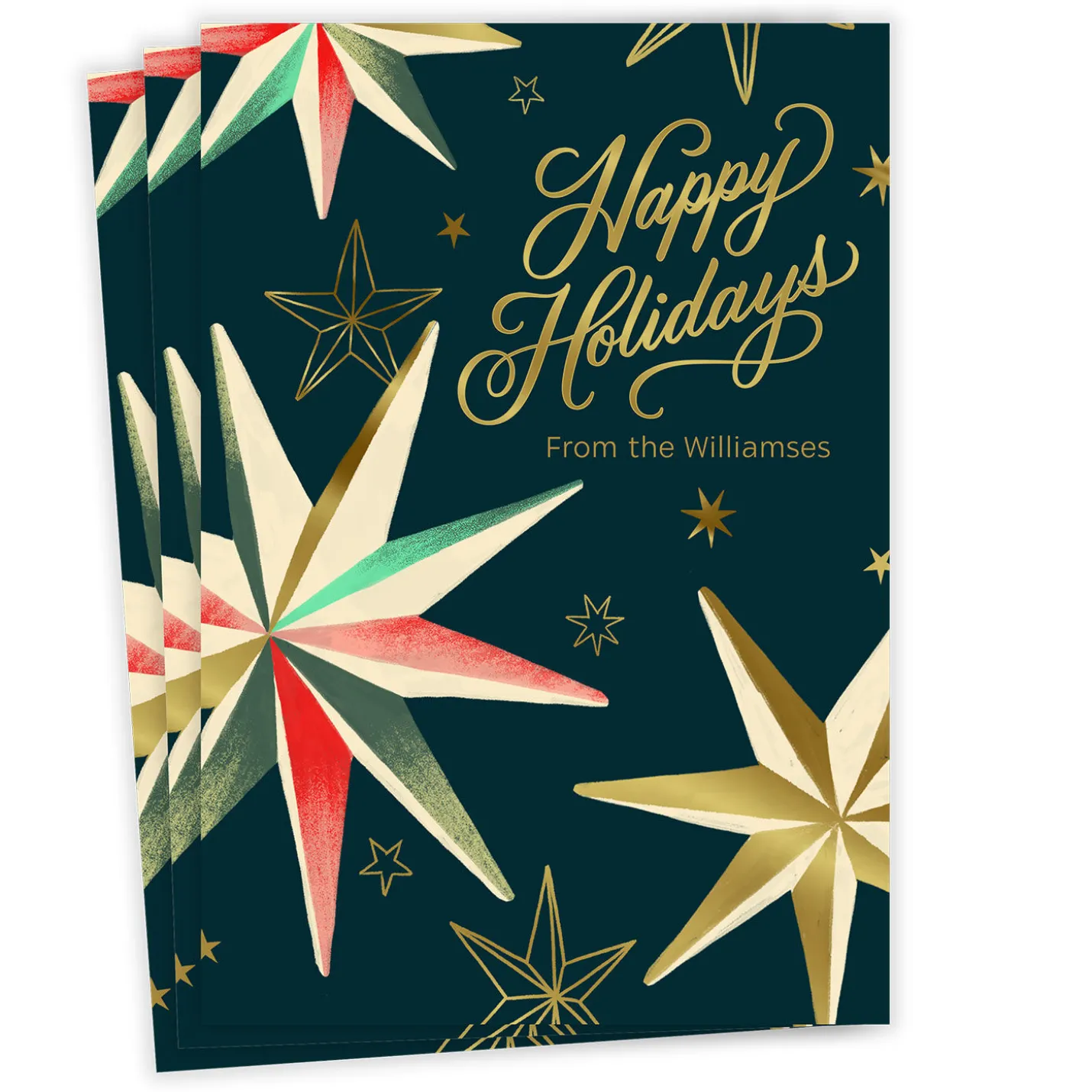 Retro Stars Flat Holiday Photo Card