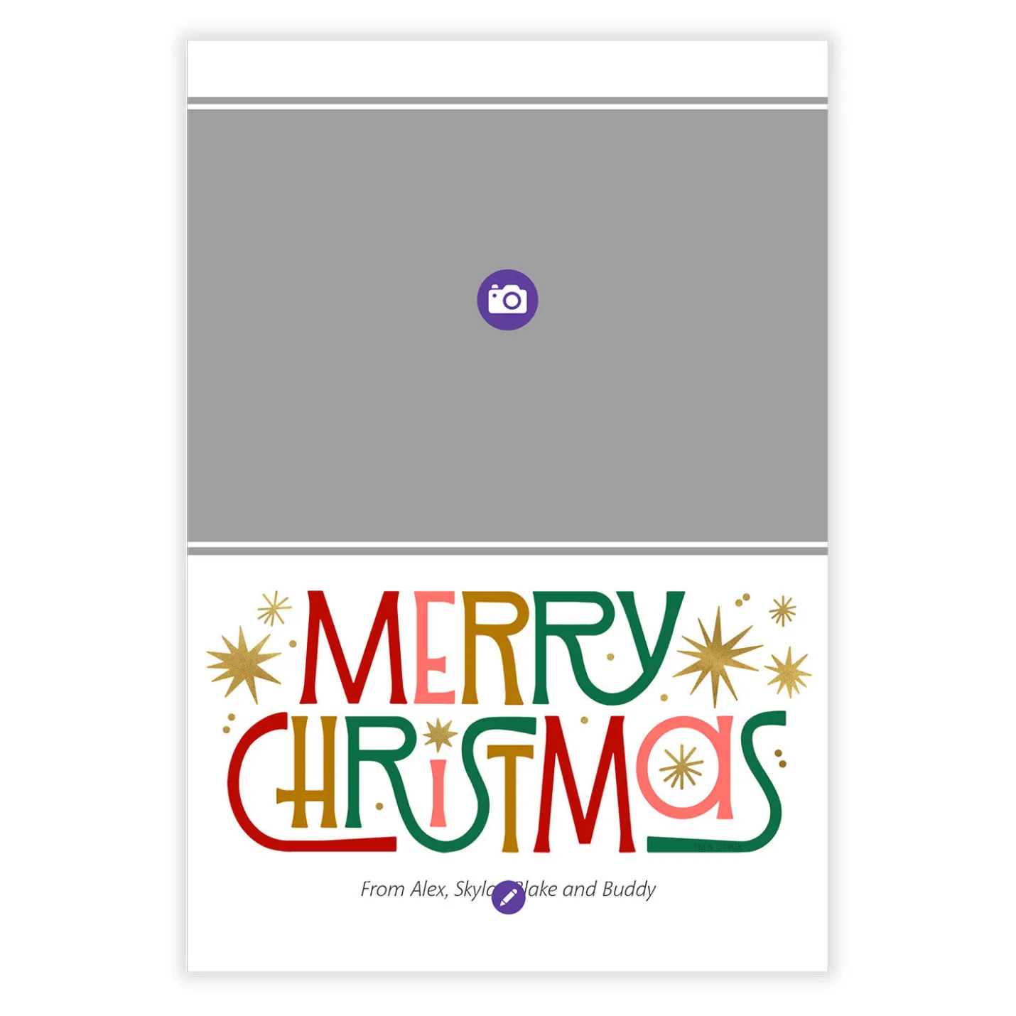 Retro-Style Merry Flat Christmas Photo Card