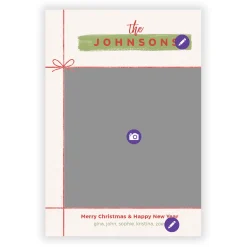 Ribbon Merry and Happy Flat Christmas Photo Card