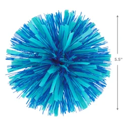 Royal Blue and Aqua Pom-Pom Gift Bow, 5.5"