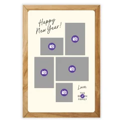 Rustic Frame Photo Collage Flat New Year Photo Card