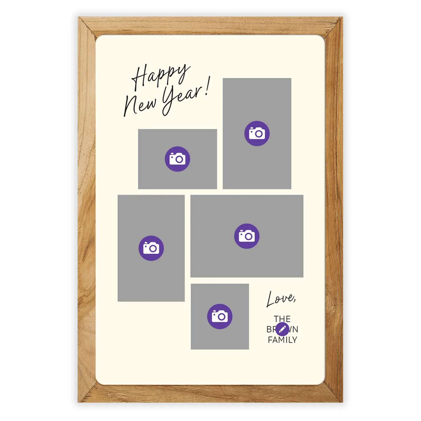 Rustic Frame Photo Collage Flat New Year Photo Card