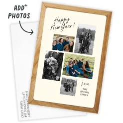 Rustic Frame Photo Collage Flat New Year Photo Card