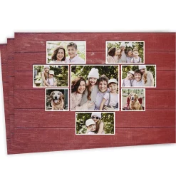 Rustic Heart Collage on Red Flat Photo Card