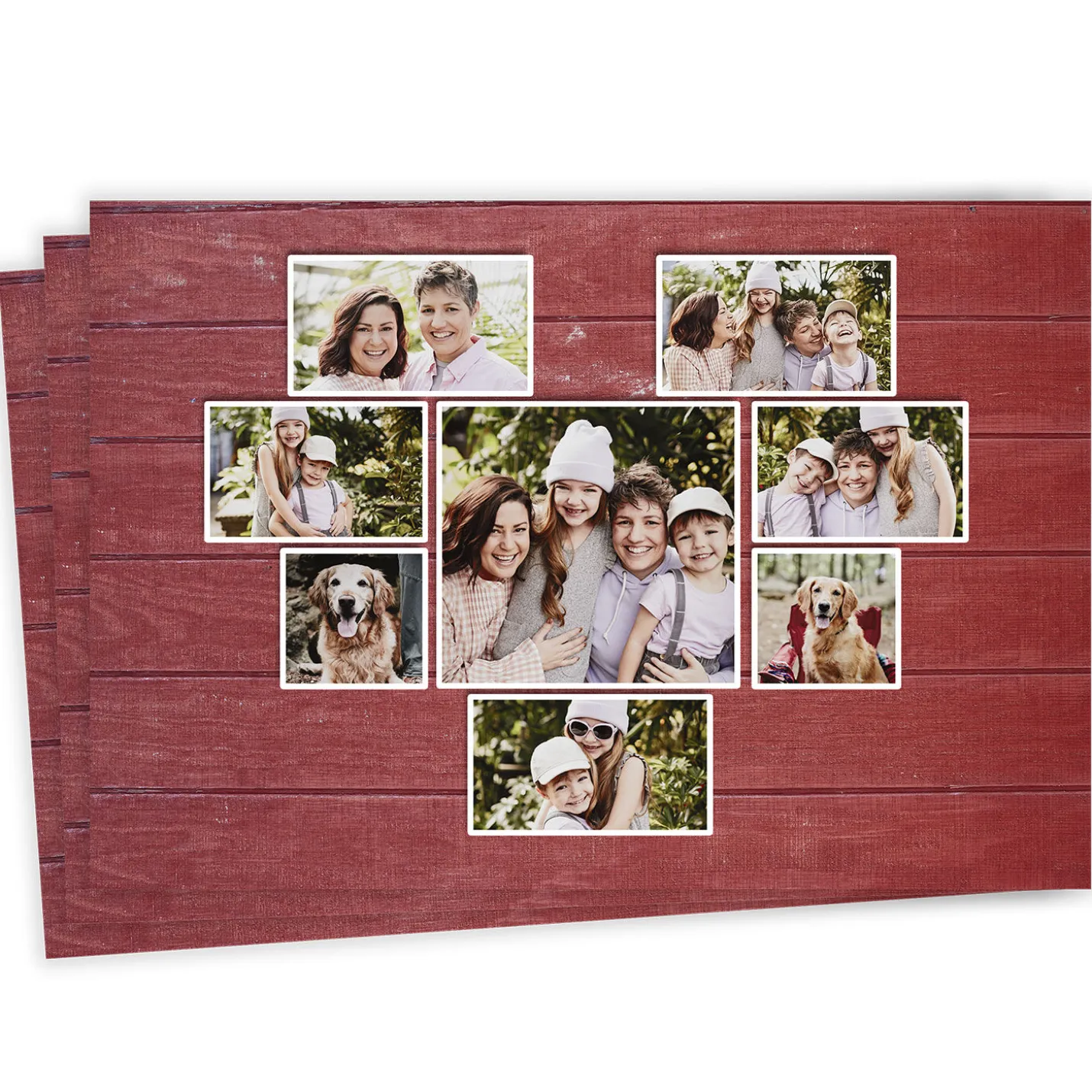 Rustic Heart Collage on Red Flat Photo Card