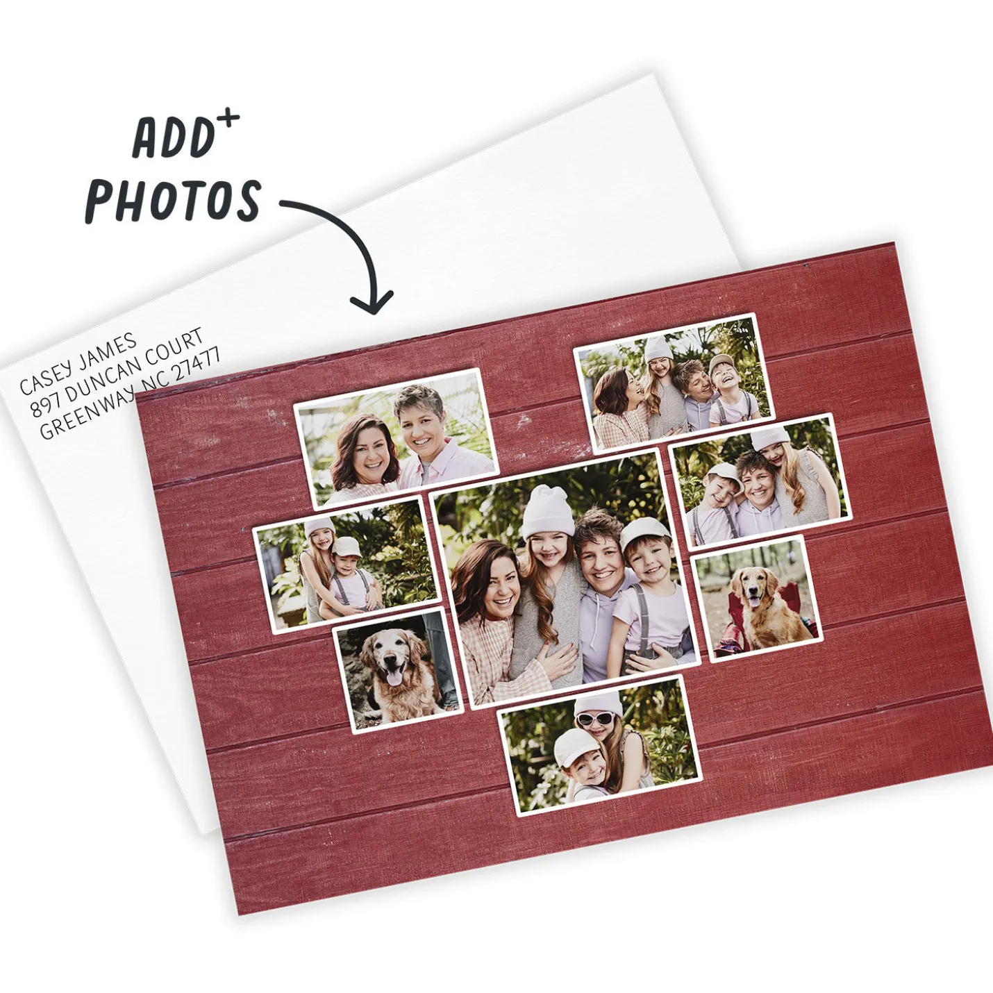 Rustic Heart Collage on Red Flat Photo Card