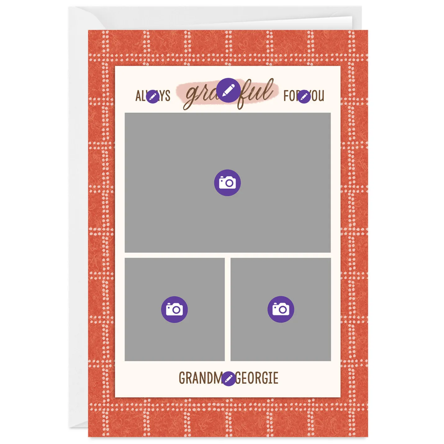 Rustic Orange and White Plaid Custom Card