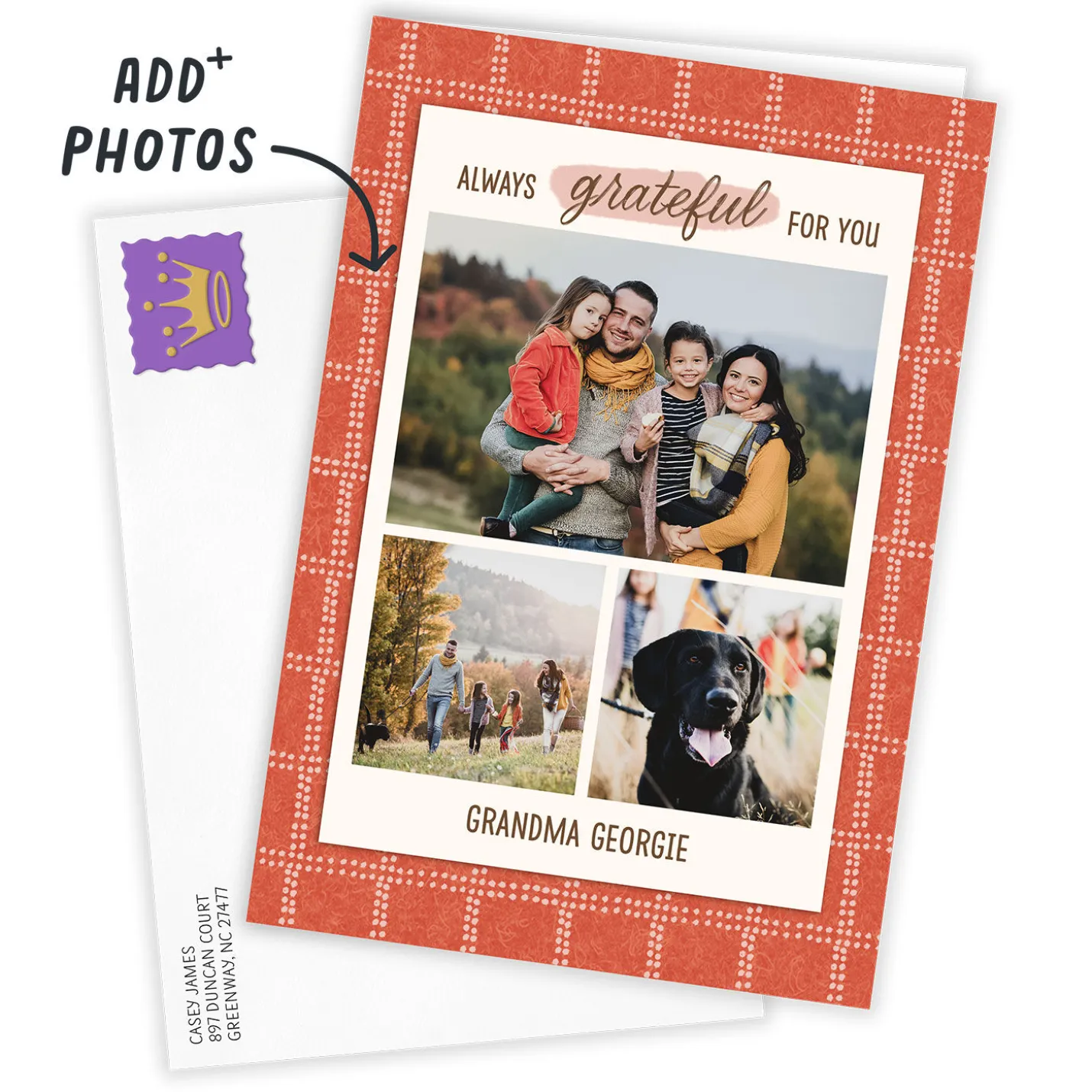 Rustic Orange and White Plaid Custom Card