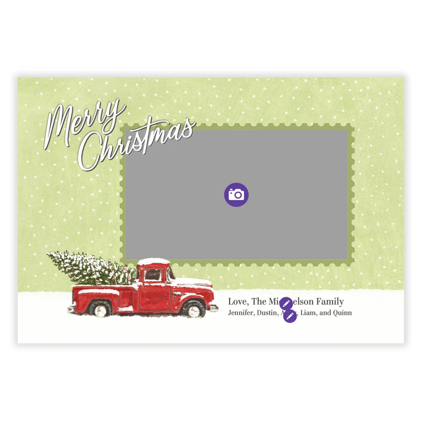 Rustic Red Truck Flat Christmas Photo Card