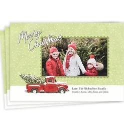 Rustic Red Truck Flat Christmas Photo Card