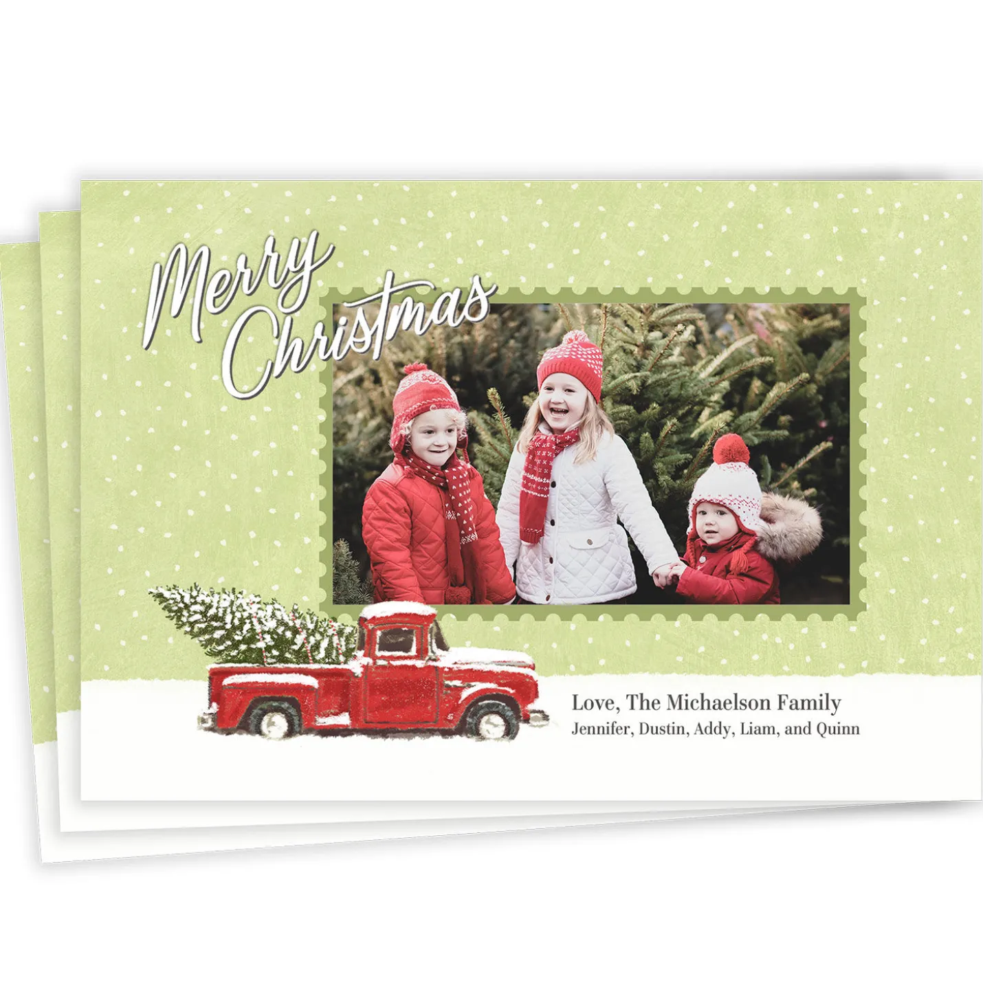 Rustic Red Truck Flat Christmas Photo Card