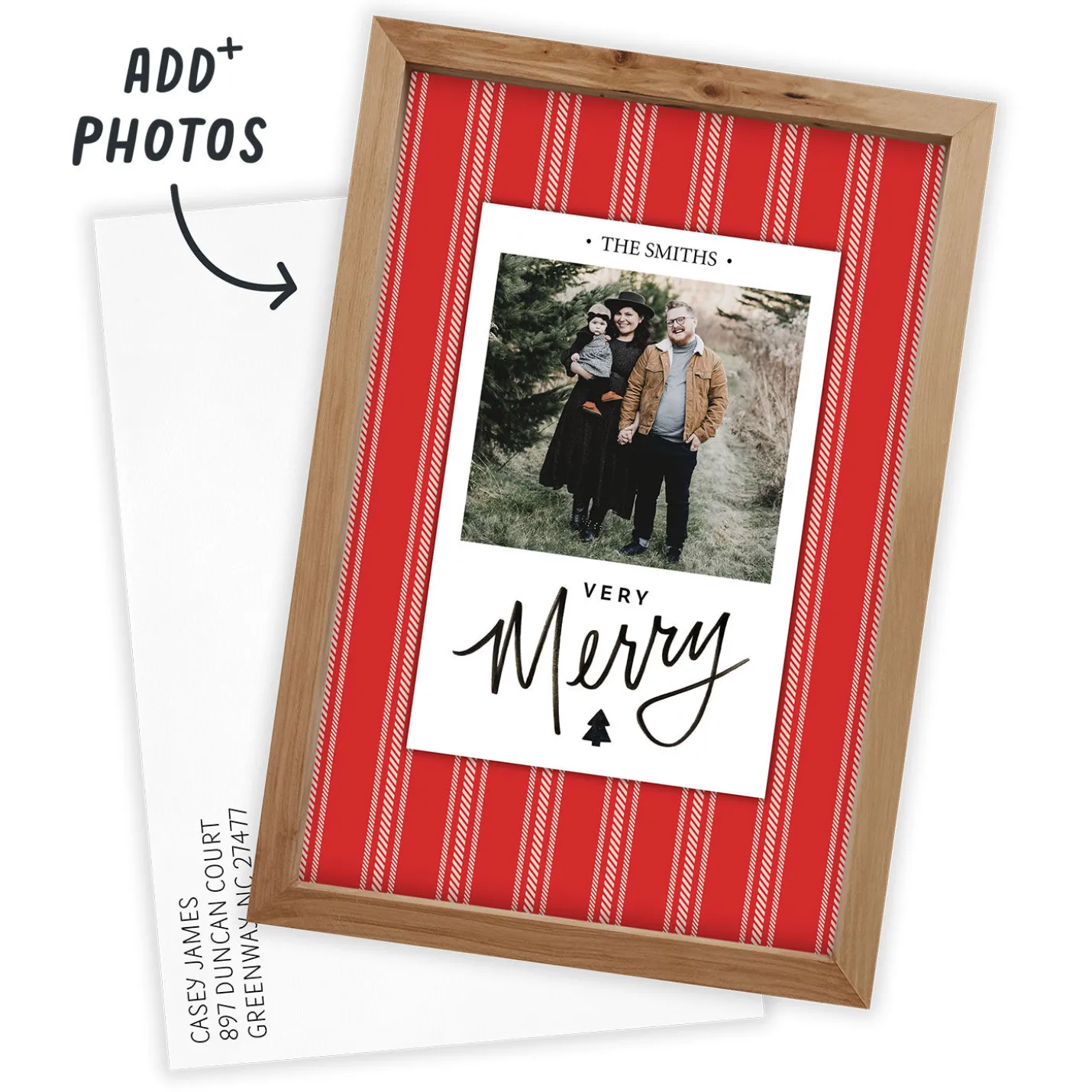 Rustic Very Merry Flat Christmas Photo Card