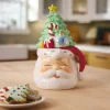 Santa and Christmas Tree Sculpted Cookie Jar, 12.5"