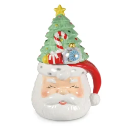 Santa and Christmas Tree Sculpted Cookie Jar, 12.5"
